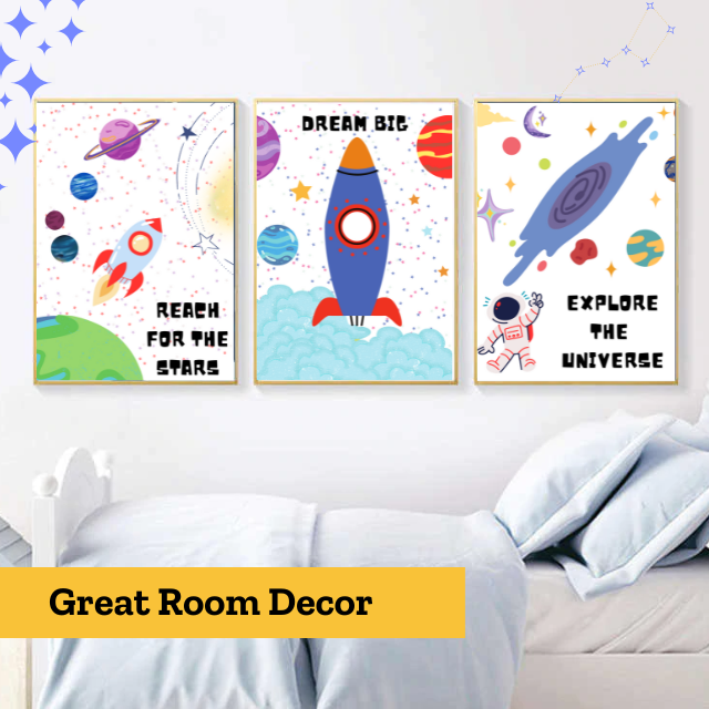 Outer Space Wall Art for Kids Bedroom
